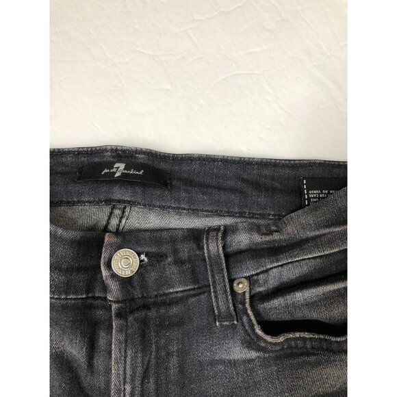 7 For All Mankind Womens 27x29 Black Denim Jeans Skinny Distressed Stretch - Picture 8 of 8